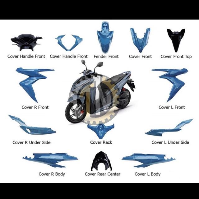 Dàn áo Vario Click màu xanh xi măng chính hãng Honda