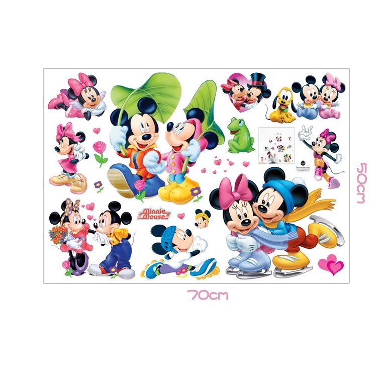 Decal giấy dán tường - Mickey yêu nhau vui chơi cùng các bạn