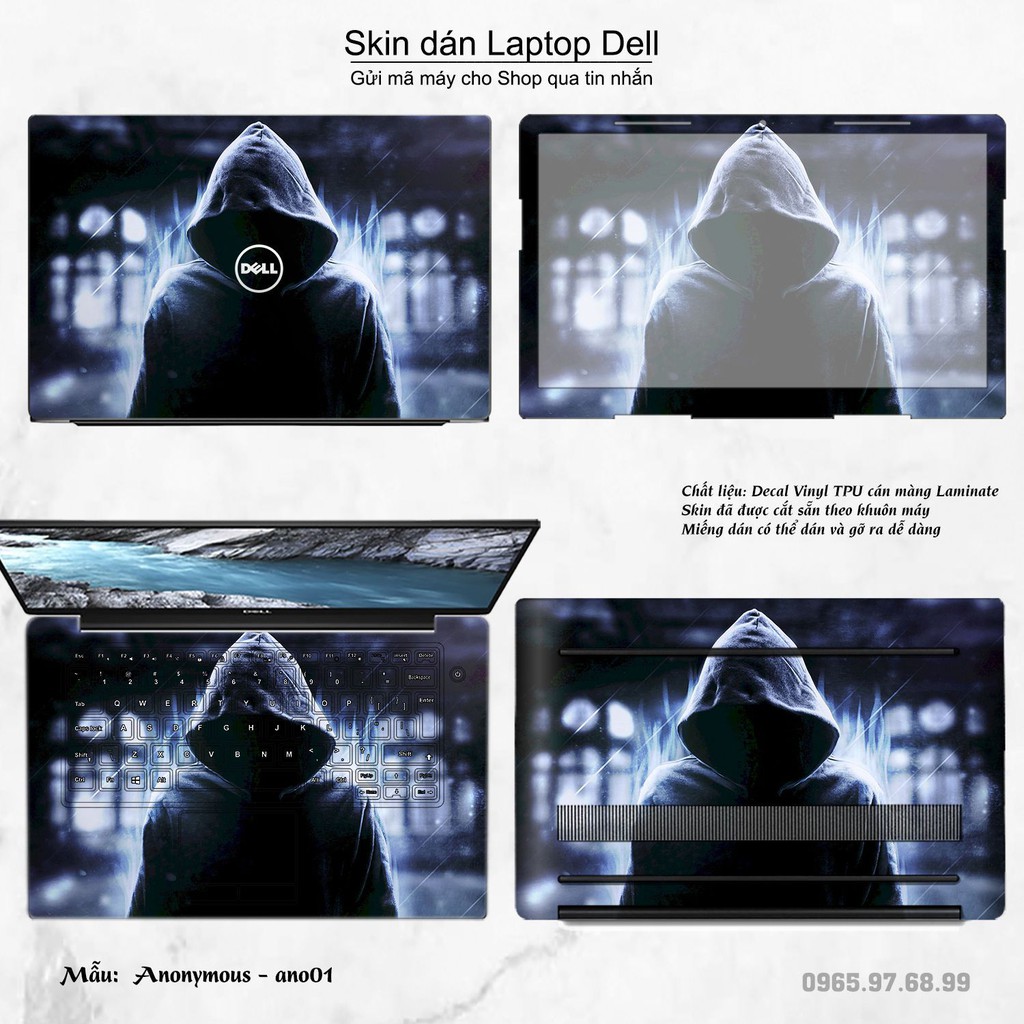 Skin dán Laptop Dell in hình Anonymous (inbox mã máy cho Shop)