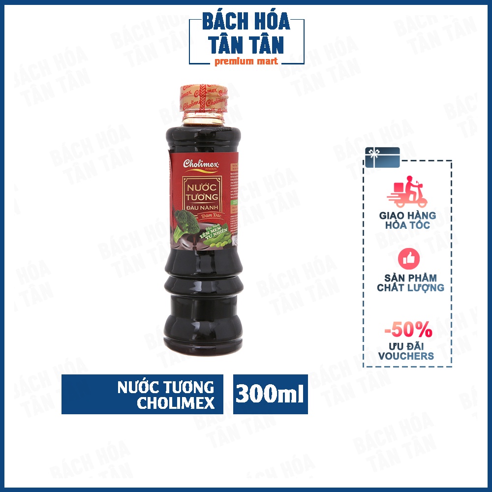 Nước tương đậu nành Cholimex, chai 300ml, đậu nành lên men tự nhiên