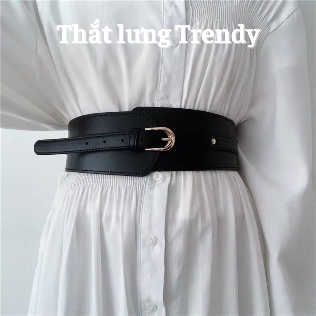 Thắt lưng Váy Bản To Sang Chảnh ĐV011 Lulu shop - Đai váy Da to 7.5cm khóa vàng