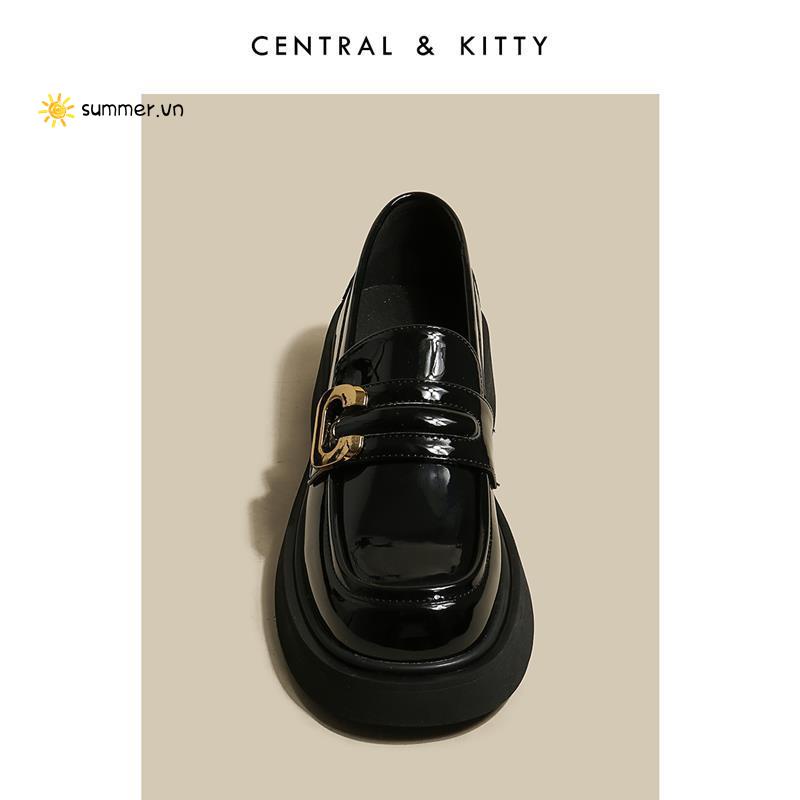 Giày Lười Da Đế Dày Màu Đen Thời Trang Mùa Hè Thu 2022 Cho Nữ