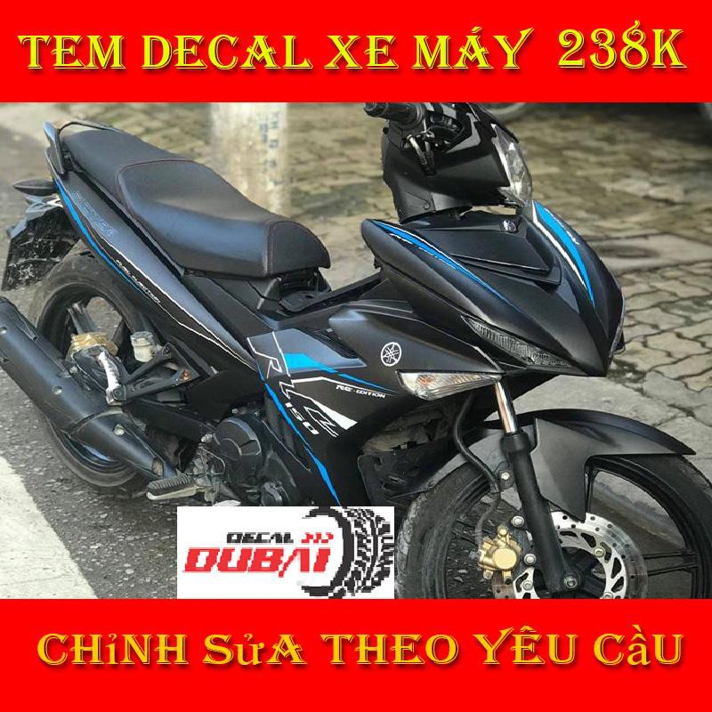 Tem Trùm Dán Xe Exciter 150 Đen Nhám Viền Xanh