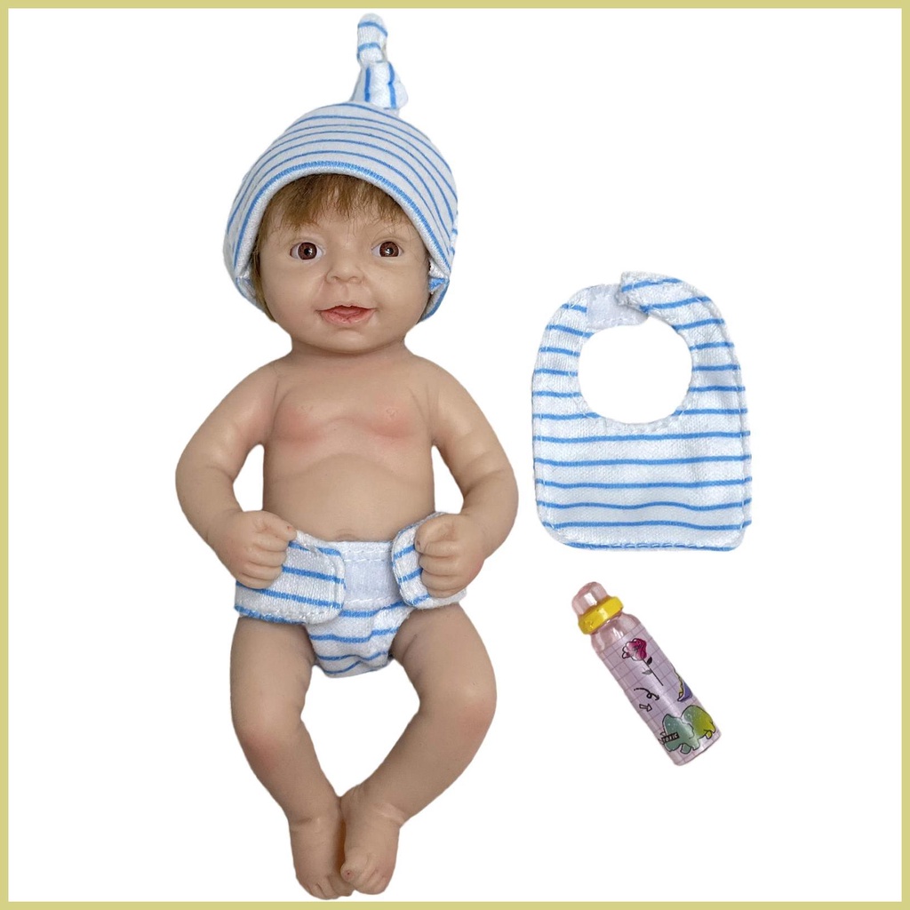 Búp Bê Em Bé Sơ Sinh Bằng Silicon Mềm Kích Thước 6 Inch Kèm Quần Áo Và Cho Bé