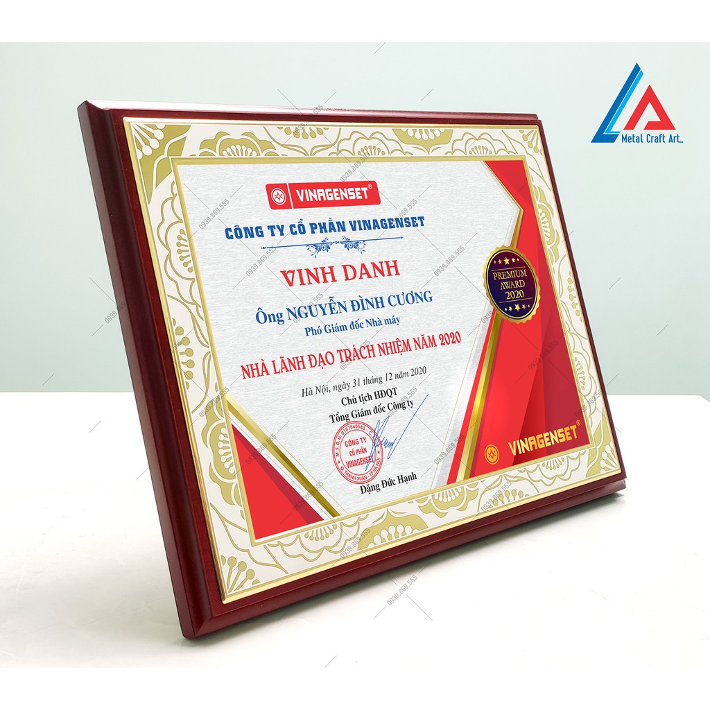 Bằng Khen, Bảng Chứng Nhận, Bảng Vinh Danh CN-10