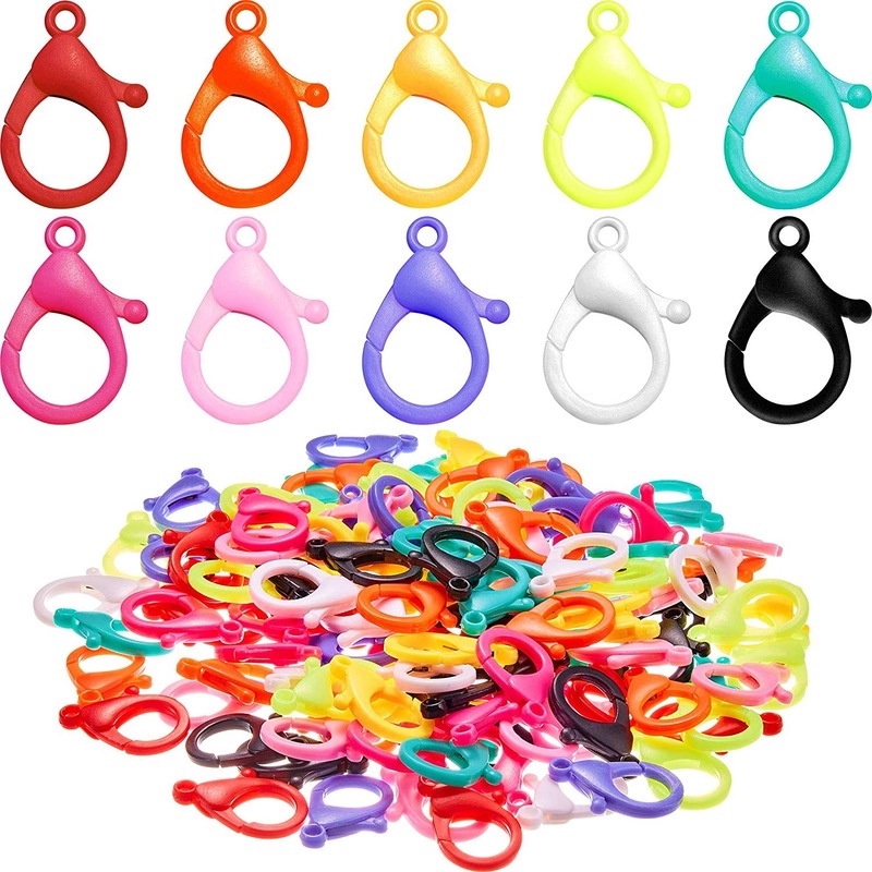 Set 12 móc khóa càng cua bằng nhựa nhiều màu sắc 25/35mm dùng làm dây chuyền/vòng tay DIY