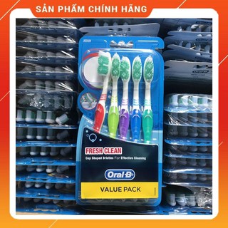 Bàn chải đánh răng lông mềm Oral-B Fresh Clean Medium - 5 chiếc Full Combo cho cả gia đình