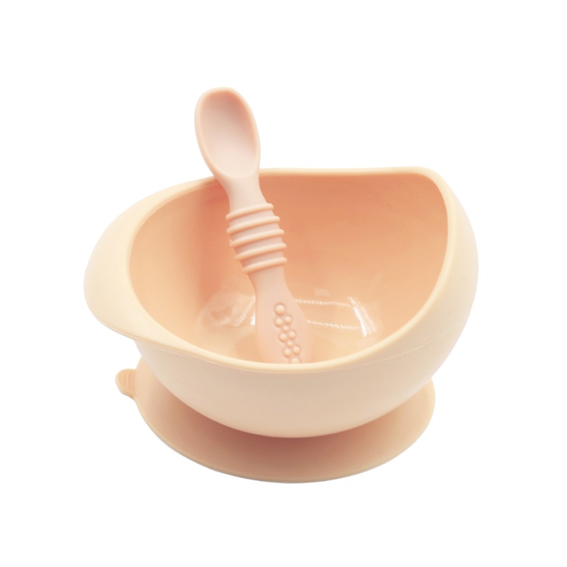 Set 2 Món Bát + Muỗng Tập Ăn Bằng Silicone Cho Bé Sơ Sinh