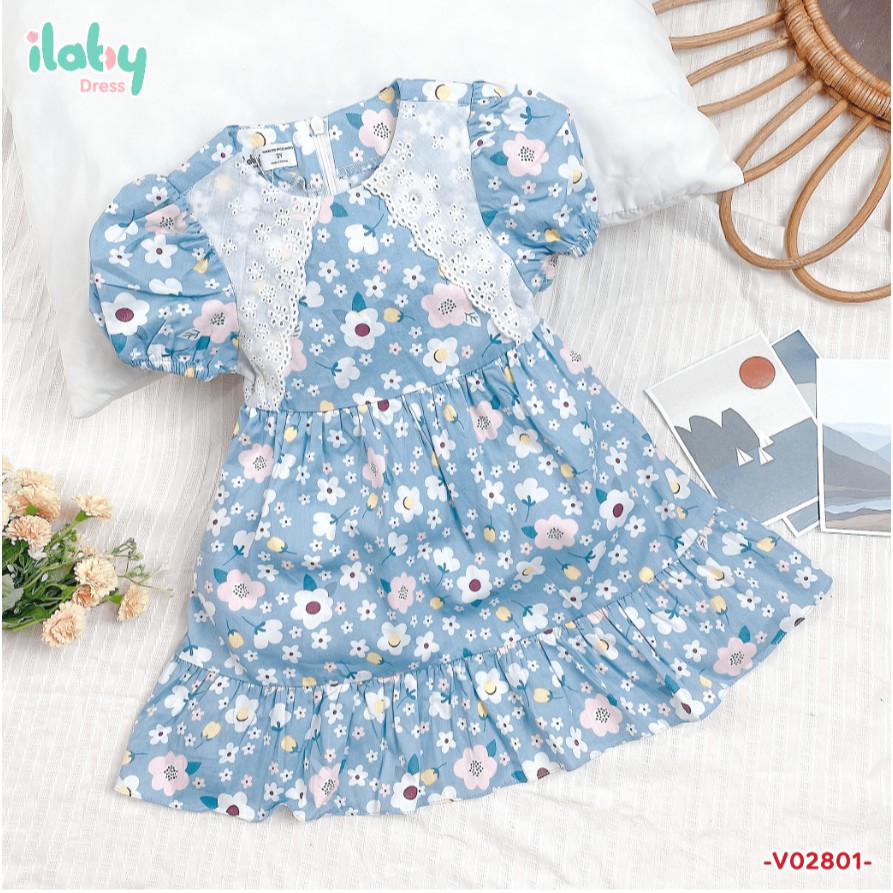 [Mã FARSBR7A giảm 10% đơn 99K] Váy cho bé gái ILABY chất thô cotton mềm mịn siêu thấm hút mồ hôi phối ren [V02801]