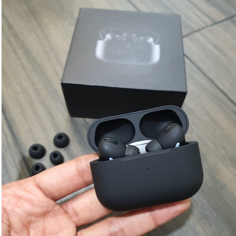 Tai nghe bluetooth Airpods Pro Black, Mầu đen nhám huyền bí, Có chống ồn, đỏi tên, Định vị, Sạc không dây.