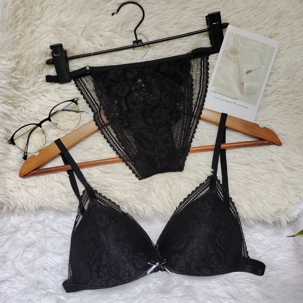 [Big Size] Set Bra - Bralette voan sexy không gọng, mút mỏng - Đồ lót nữ màu đen | BigBuy360 - bigbuy360.vn