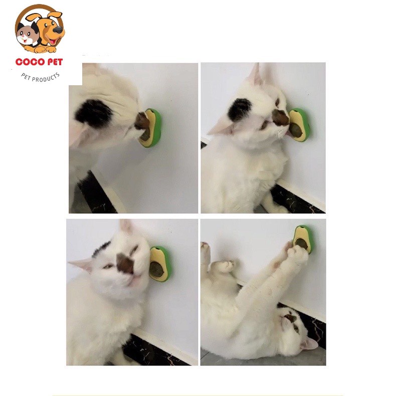 Cỏ Bạc Hà Cho Mèo, Catnip Hình TRÁI BƠ Xoay Ngộ Nghĩnh Gắn Tường Giúp Mèo Thư Giãn Tiêu Búi Lông