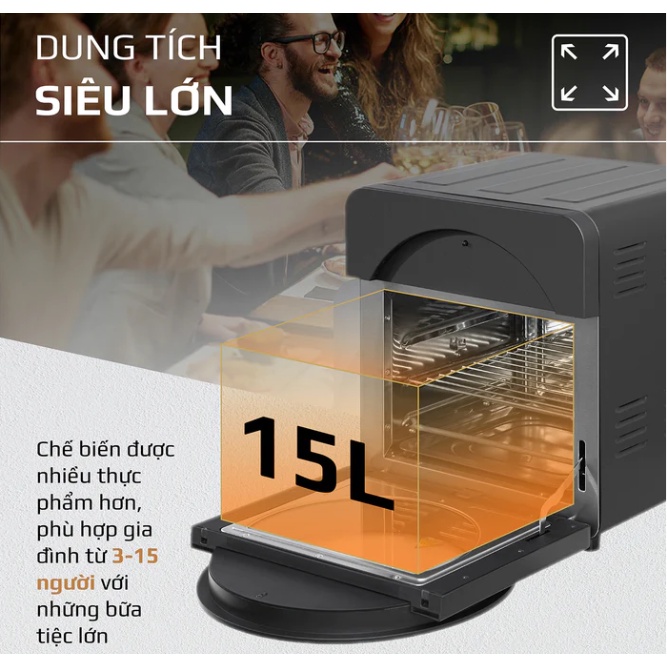 Nồi Chiên Không Dầu OLIVO AF15 Thương Hiệu Mỹ, 16 Chức Năng, Dung Tích 15L, Công Suất 2000W - Hàng Chính Hãng