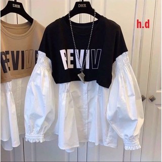 Áo babydoll phối thun chữ