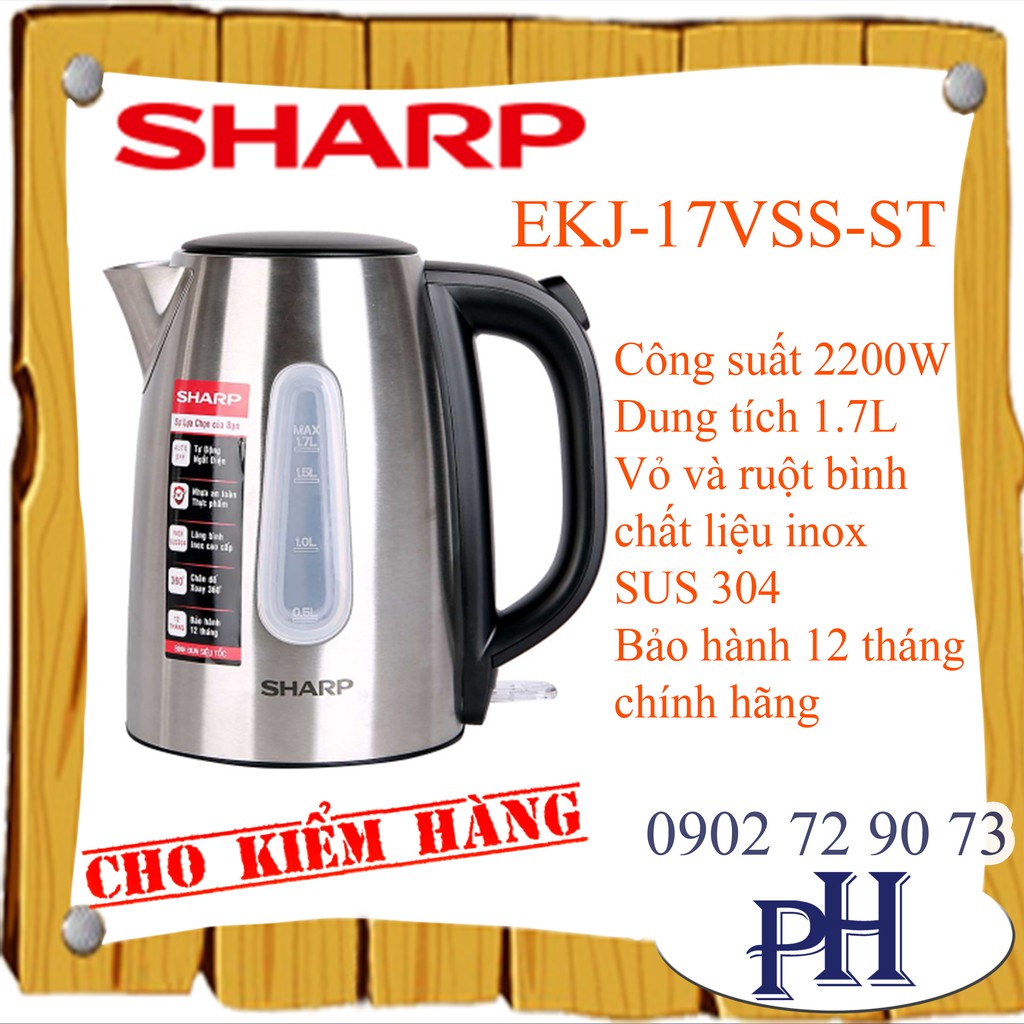 Bình Đun Siêu Tốc Sharp EKJ-17VSS-ST