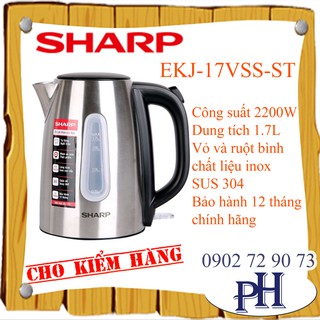 Bình đun siêu tốc sharp ekj-17vss-st