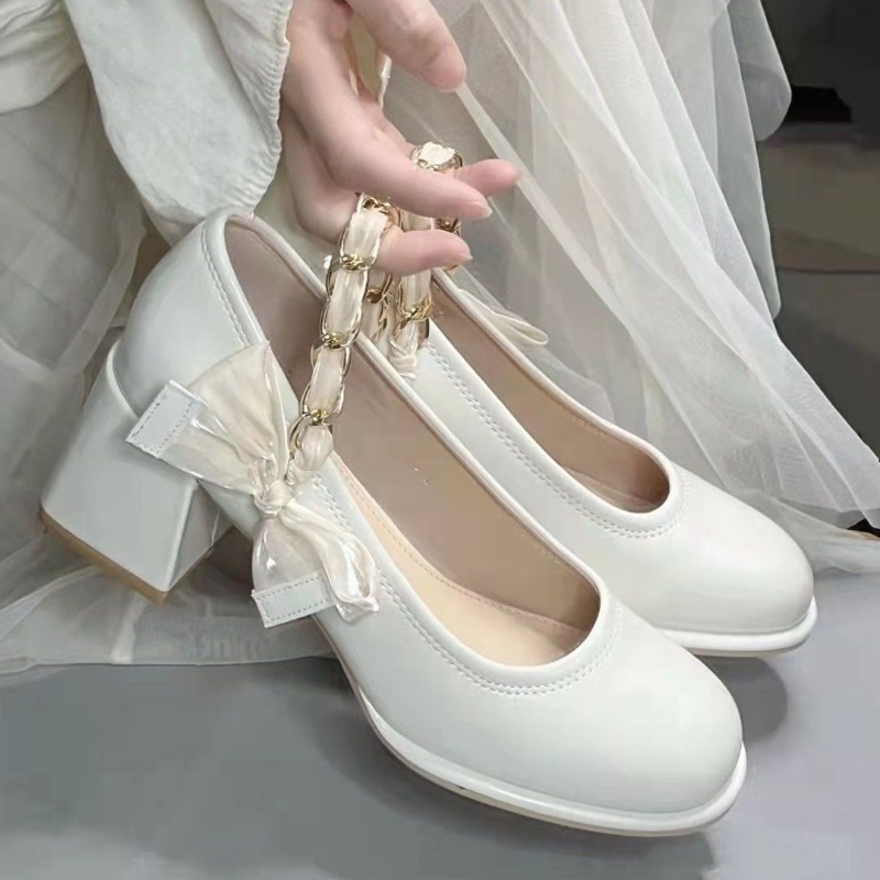 Giày Cao Gót Mary Jane Gót Dày Thời Trang Xuân Hạ Mới Cho Nữ