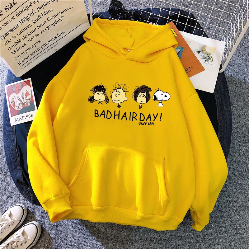 Áo Nỉ Hoodie In Hình Hoạt Hình BAD HAIR DAY  - Áo From Rộng Unisex    HOT TREND TTSPA0130