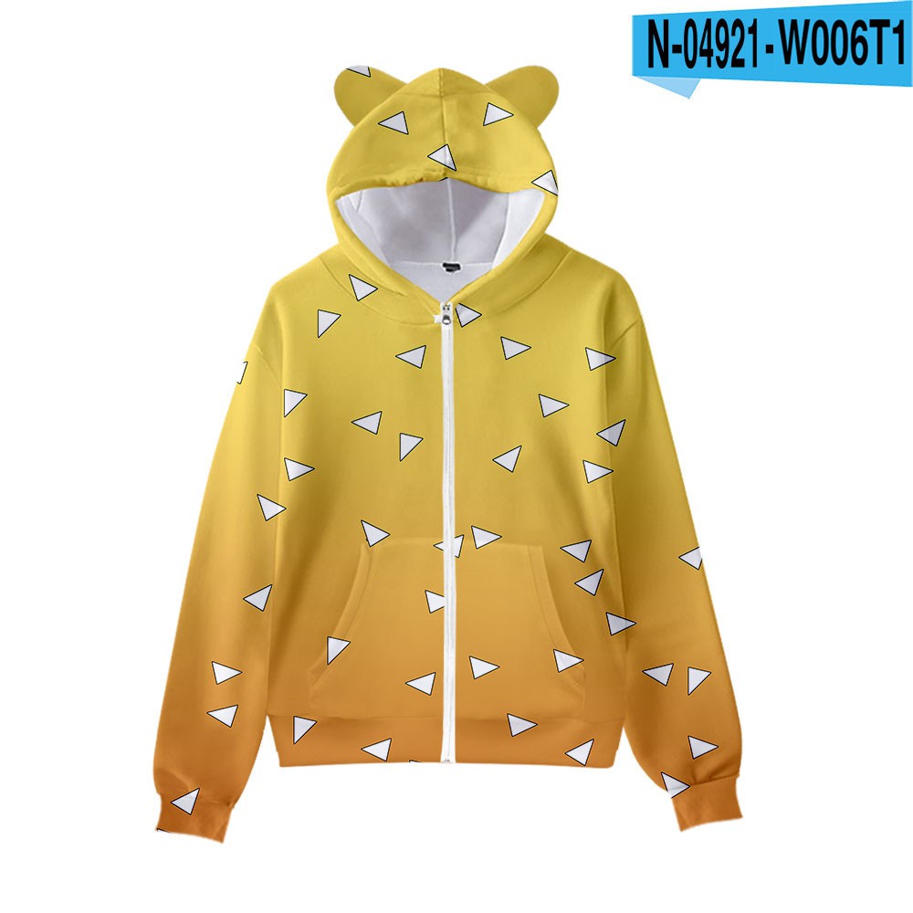 Áo Khoác Hoodie Có Khóa Kéo Hình Tai Mèo 3d Cho Người Lớn Và Trẻ Em