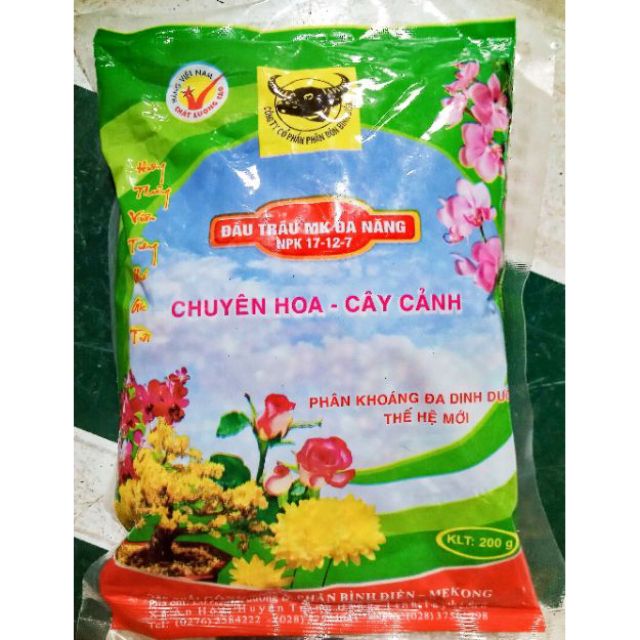 Phân bón Đầu trâu NPK tăng chồi tăng hoa 17-12-7 (200gr)