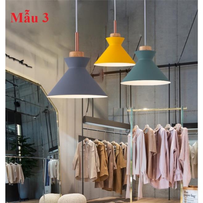 Bộ Đèn Thả Trang Trí Chao Nhôm Đuôi Gỗ Thiết Kế Sang Trọng, Mẫu Đèn Thả Bàn Ăn Đẹp