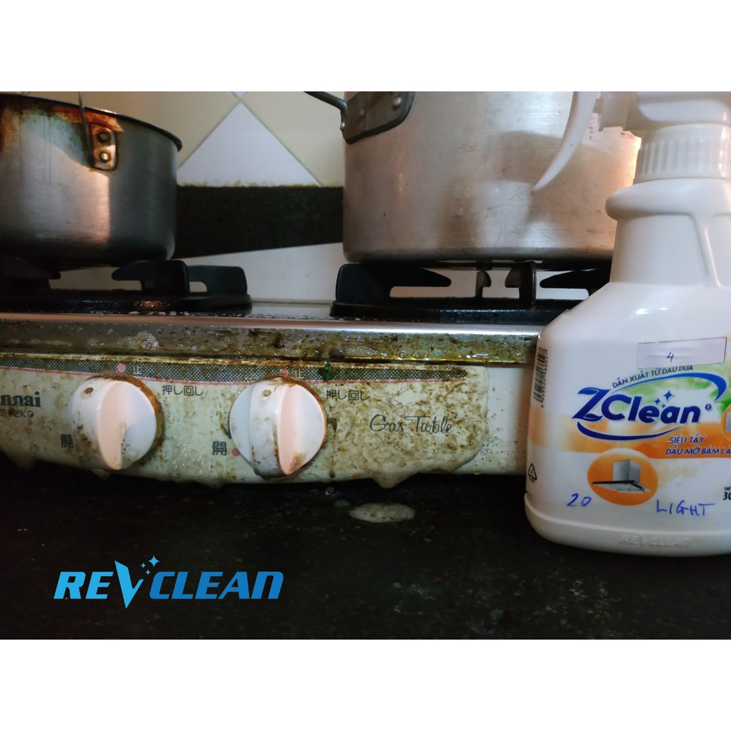 Nước tẩy dầu mỡ lâu ngày không mùi hóa chất ZCLEAN trên bếp ga, máy hút mùi, xoong chảo Chai 500ML
