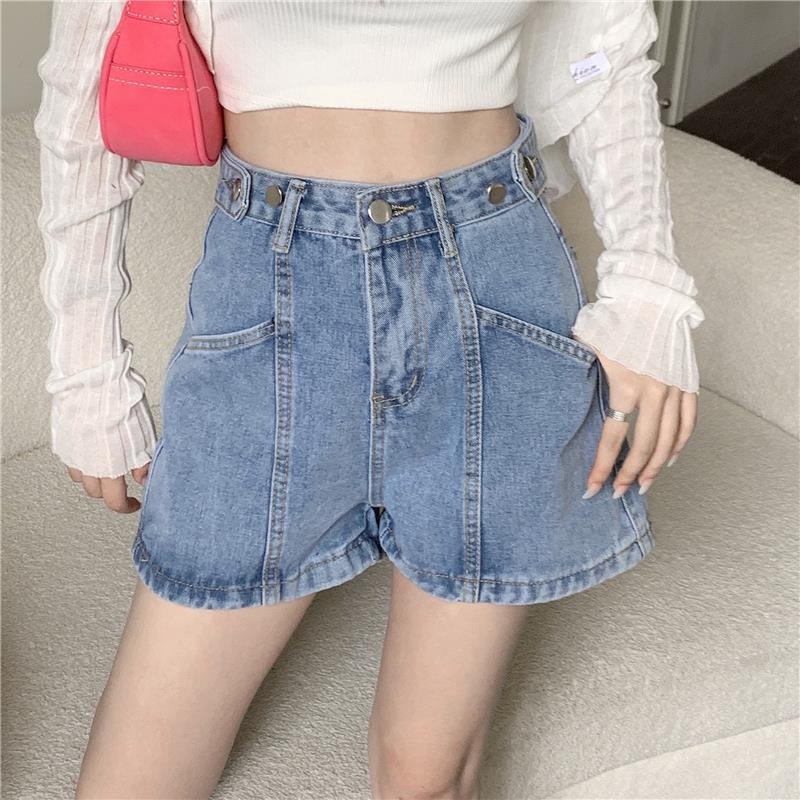 Quần Short Denim Lưng Cao Ống Rộng Thời Trang Mùa Hè Phong Cách Hàn Quốc Cho Nữ