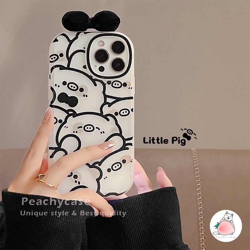 Ốp Điện Thoại TPU Mềm Họa Tiết Chú Heo Thắt Nơ Đáng Yêu Cho iPhone 13 Mini 12 Pro Max 11 Xr Xs Max X 7 8 Plus 12 Mini