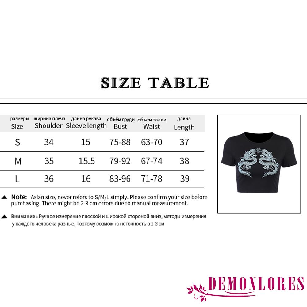 Áo croptop tay ngắn họa tiết rồng thời trang sành điệu cho nữ