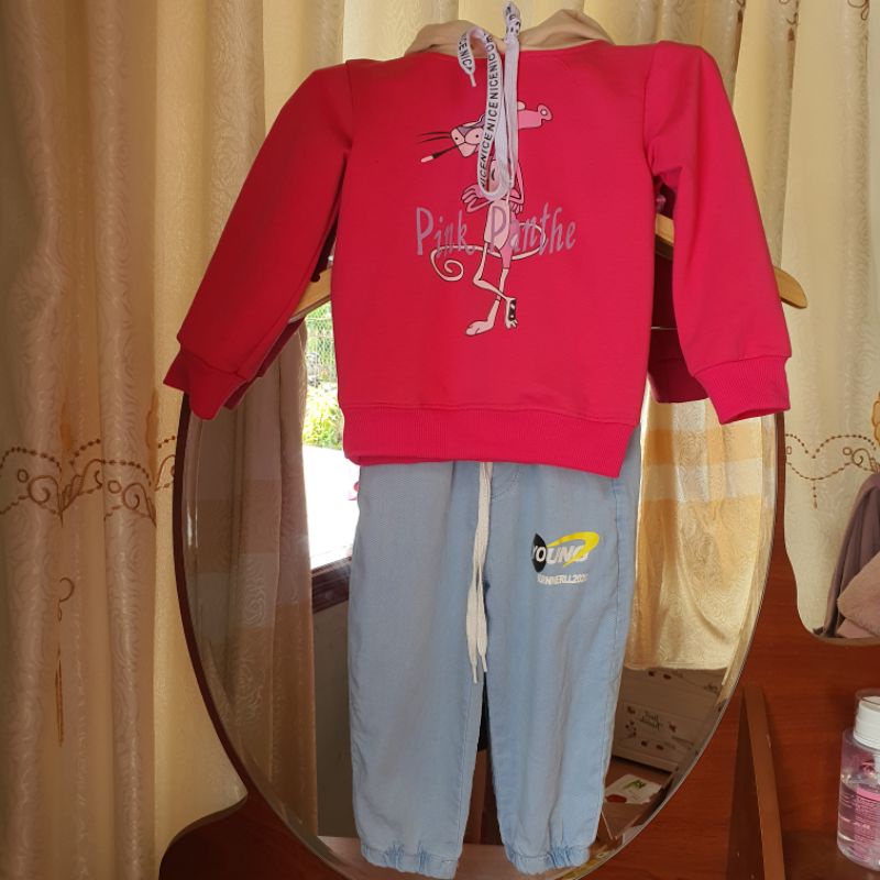 Set 2 chi tiết áo hoodie quần baggy cho bé trai, bé gái