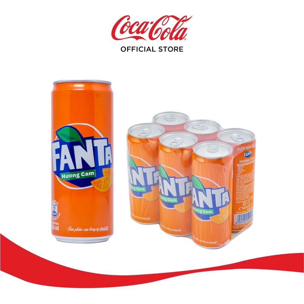 Lốc 6 Lon Nước Giải Khát Có Gas Fanta Cam Lon 320ml