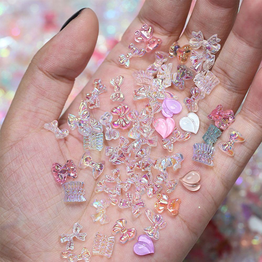 OCEANMAP Bộ Phụ Kiện Trang Trí Móng Tay Hình Nơ Màu Kẹo Dễ Thương Charms