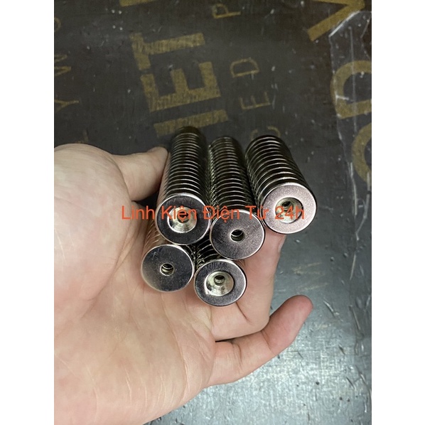 Nam Châm Tròn 20x5mm có lỗ  Siêu khoẻ.