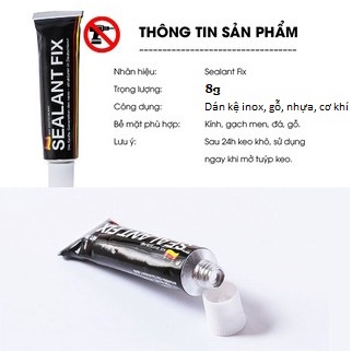 Keo dán Sealant Fix 12 gram, keo dán siêu chắc trên mọi bề mặt, keo dán chịu lực vượt trội