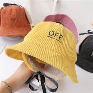 Chuyên sỉ lẻ Mũ Đội đầu OFF có bông bịt tai giữ ấm cho bé trái , gái