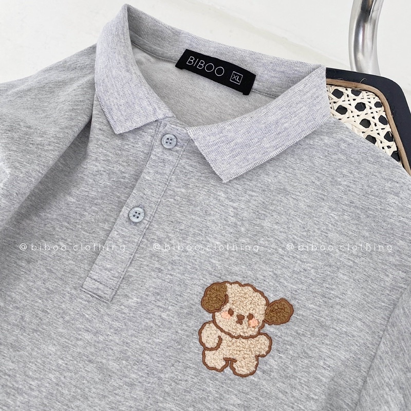 BIBOO - Áo polo có cổ tay ngắn form unisex nam nữ PUPPY CHÓ XÙ chất liệu cotton cao cấp