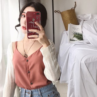 Áo voan 2 dây có cúc quyến rũ