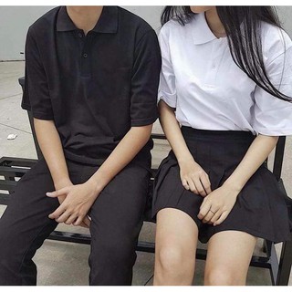 Polo basic unisex - thun trắng trơn cổ bẻ ( ảnh thật )