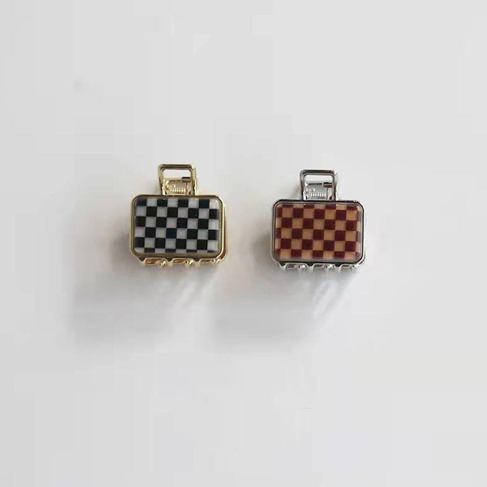 Kẹp Tóc Càng Cua Nhỏ Hình Tròn Họa Tiết Sọc Caro Ngọt Ngào Thời Trang Phong Cách Hàn Quốc