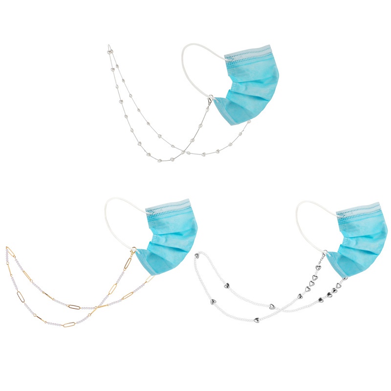 Dây xích vòng cổ chuỗi hạt ngọc trai thời trang dùng gắn khẩu trang mắt kính tránh rơi mất