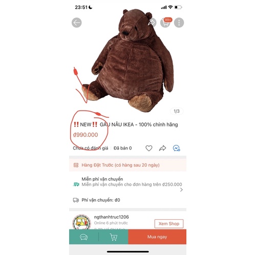 Gấu bông 100cm IKEA DJUNGELSKOG Soft Toy Brown Bear chính hãng 100%