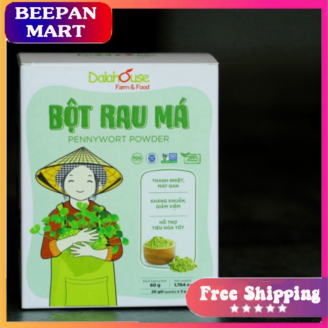 Bột Rau Má Nguyên Chất 100% Hộp 60gr - Dalahouse - Bổ Sung Chất Xơ - Chống Lão Hóa Da