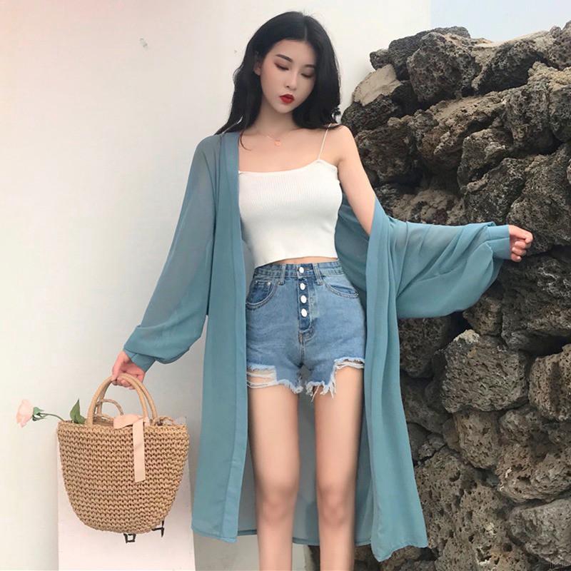 Áo khoác Cardigan tay dài chống nắng mặt trời thiết kế thanh lịch cho phái nữ