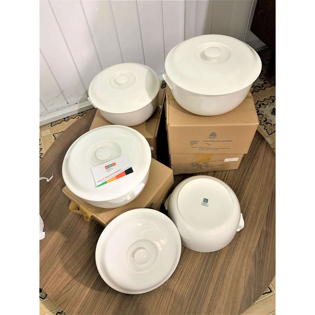 Thố sứ MINH LONG - 22cm (có nắp)