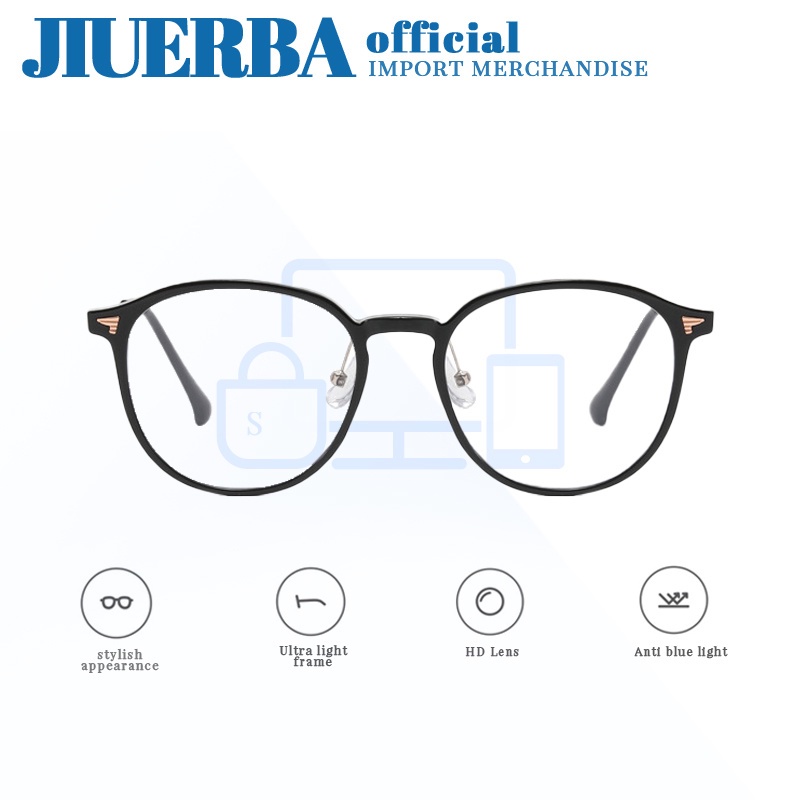 Kính mắt JIUERBA gọng tròn chống ánh sáng xanh thời trang mới chất lượng cao dành cho cả nam và nữ