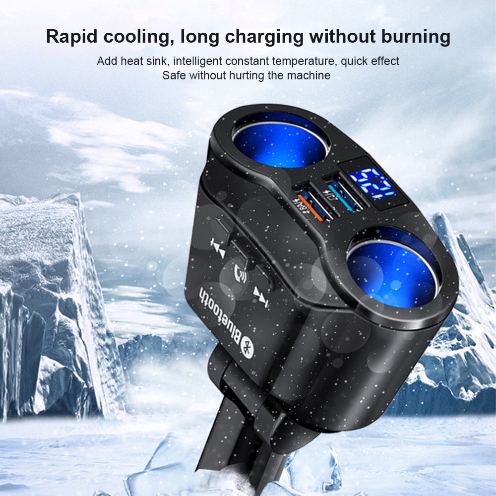 Tẩu Sạc Nhanh Hai Cổng USB Bluetooth 5.0 Kiêm Máy Nghe Nhạc Mp3 FM Cho Điện Thoại Huawei Xiaomi Android Iphone