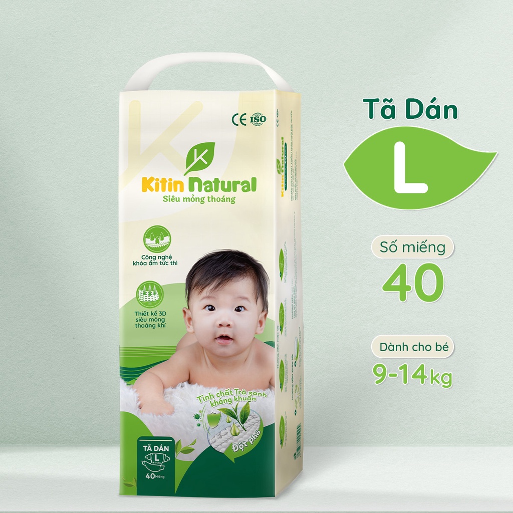 [COMBO 3 BỊCH TẶNG QUÀ]Tã bỉm thương hiệu Việt Kitin Natural  dán quần S50/M44/L40/XL38/XXL36/XXXL34