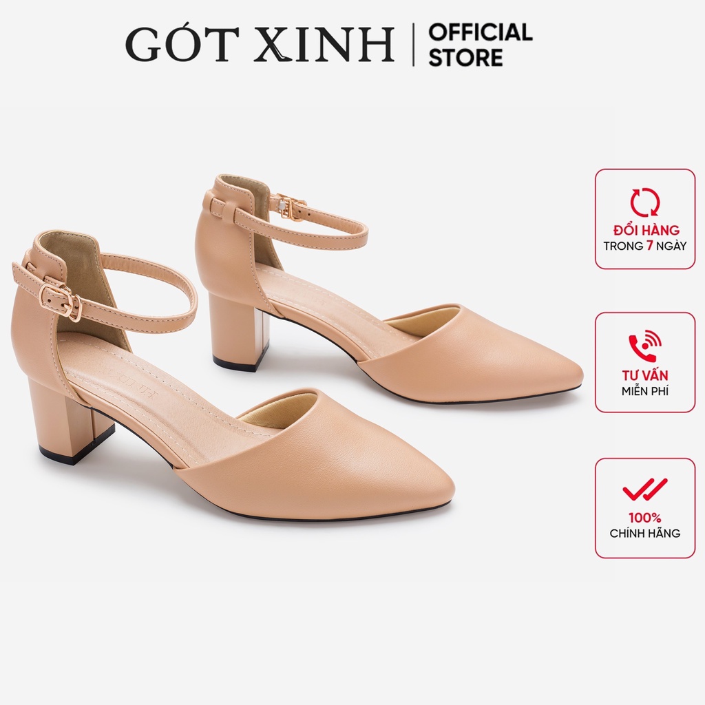 Giày cao gót GÓT XINH G6 da mềm gót vuông cao 5cm