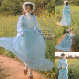 Đầm vintage cổ điển phối ren nàng thơ