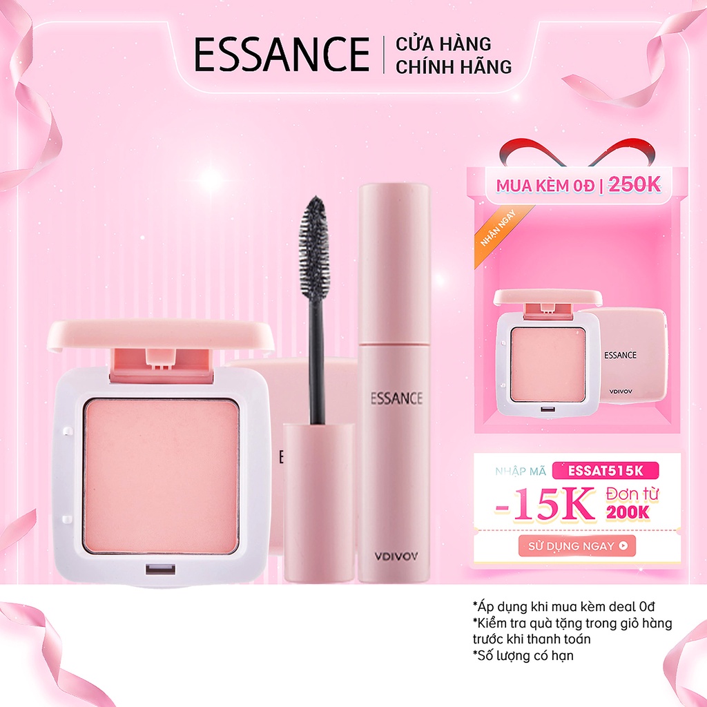 Combo Phấn phủ ngọc trai Essance Pearl Pact 11g và Mascara Essance dài và cong mi 10g